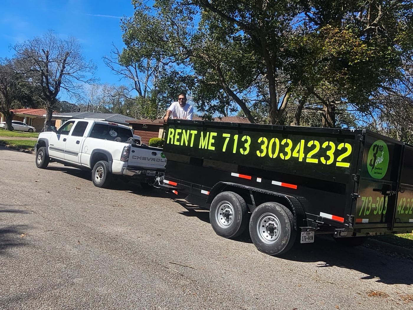 3rd Coast Demolition dump trailer and truck on a Galveston County job